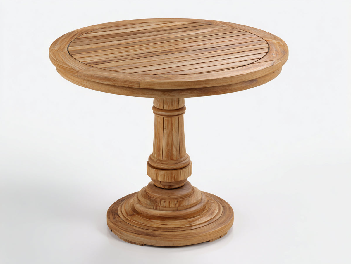 Table de jardin - Bois - 92x92x74 cm - Bois naturel - Style classique sculpté