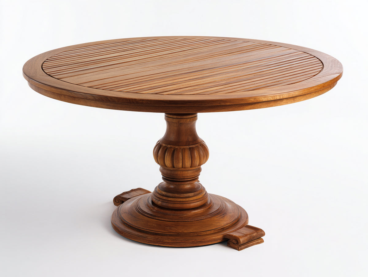 Table de jardin - Bois - 115x115x74 cm - Brun noyer - Style traditionnel ornemental