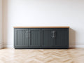 Buffet - Bois d'ingénierie - 178 x 43 x 78 cm - Gris anthracite-Bois naturel - Style contemporain