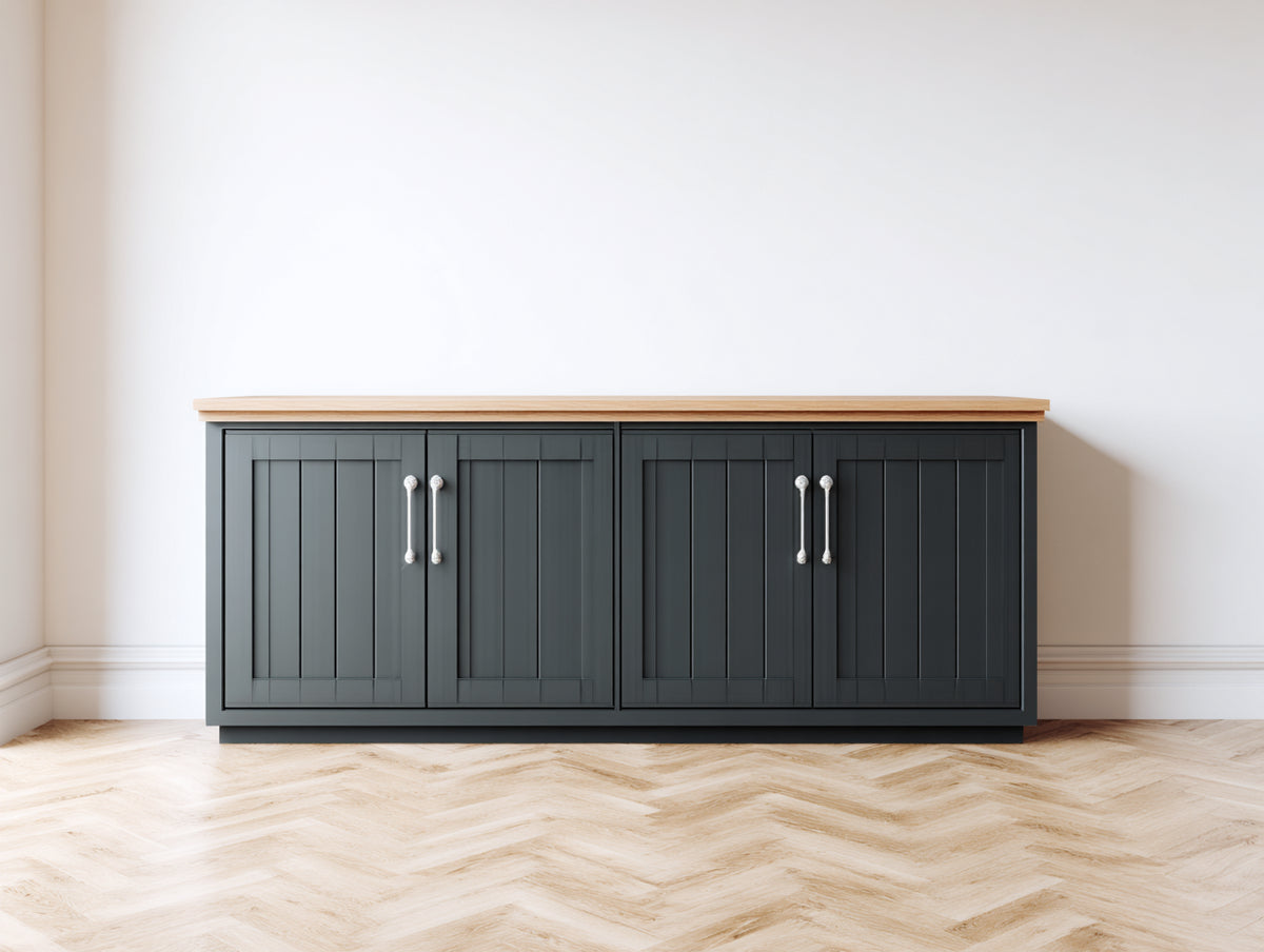 Buffet - Bois d'ingénierie - 178 x 43 x 78 cm - Gris anthracite-Bois naturel - Style contemporain