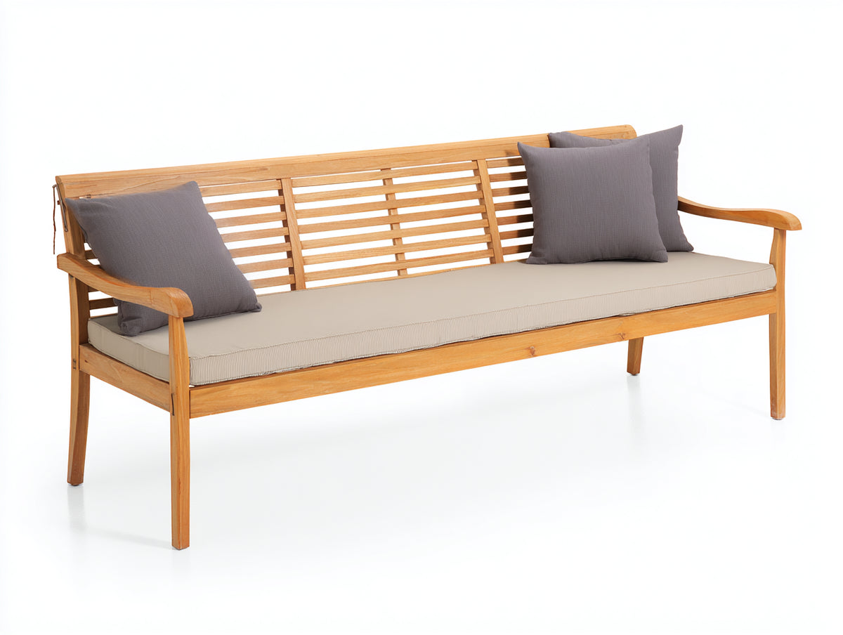 Banc de jardin - Bois-Tissu - 158x63x86 cm - Bois naturel-Beige - Style moderne décontracté