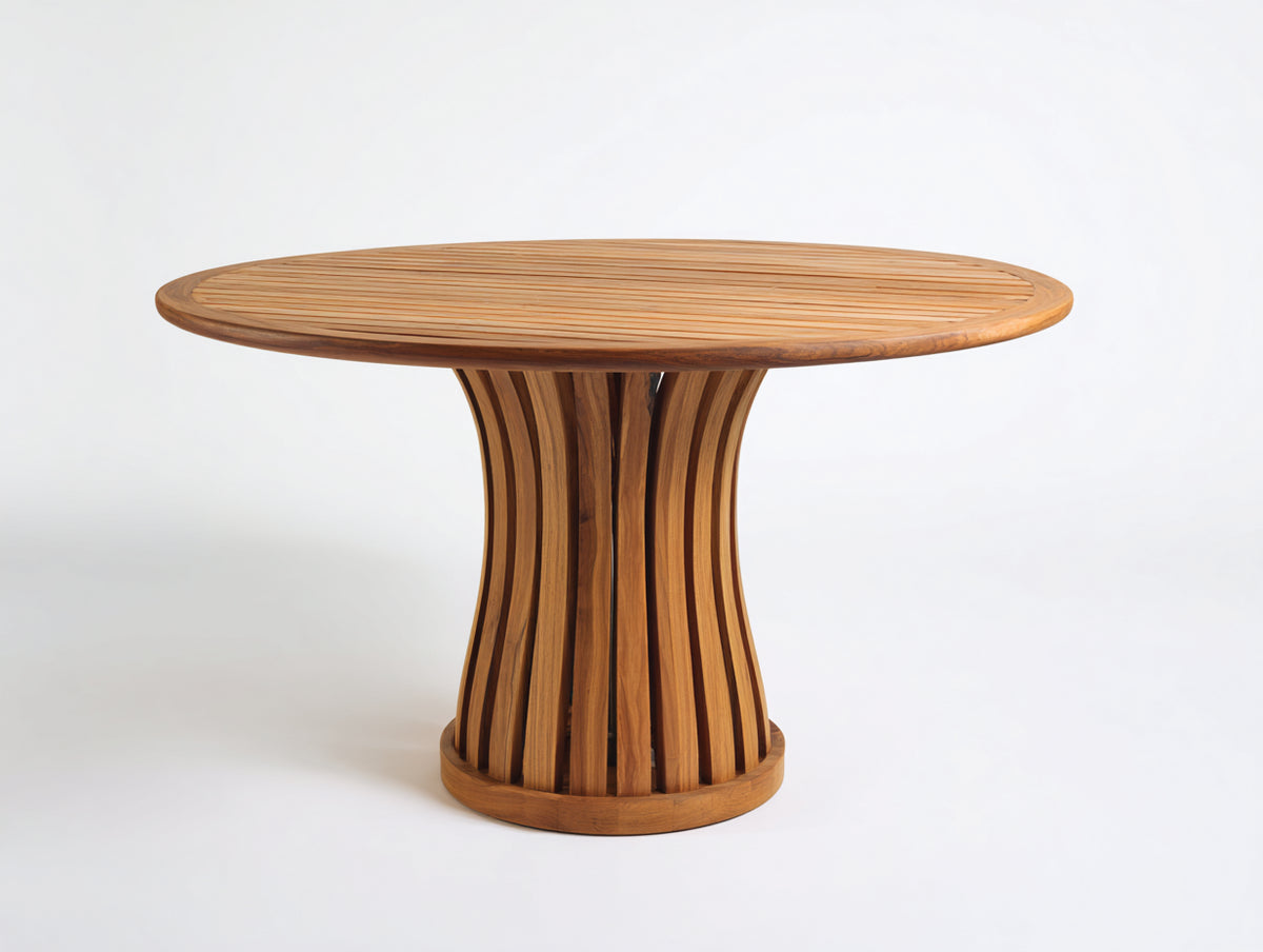Table de jardin - Bois - 112x112x74 cm - Bois miel - Style organique contemporain