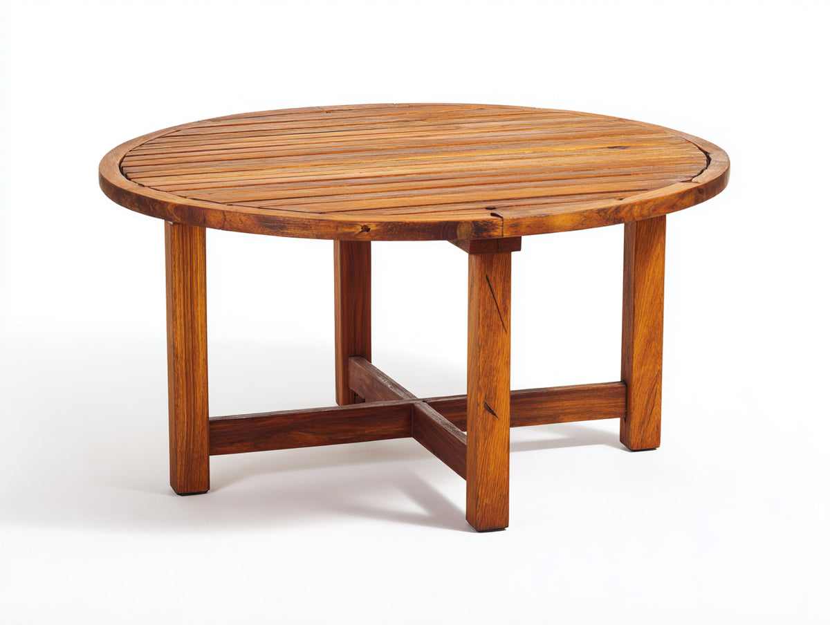 Table de jardin - Bois - 103x103x73 cm - Brun naturel - Style rustique classique