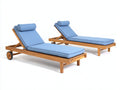 Bain de soleil - Bois-Tissu - 200x71x90 cm - Bleu ciel-Bois naturel - Style épuré