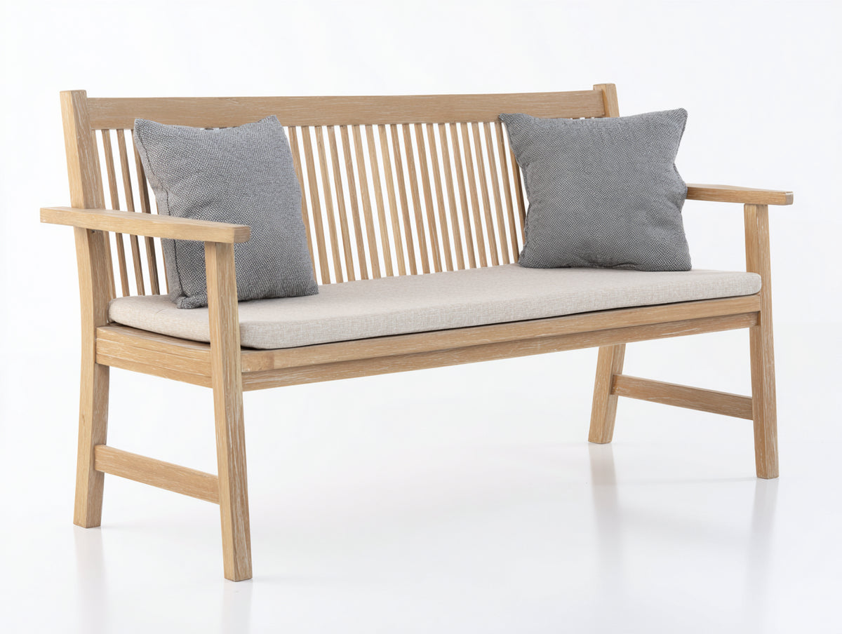 Banc de jardin - Bois-Tissu - 146x62x90 cm - Bois clair-Beige clair - Style contemporain