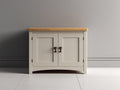 Buffet - Bois - 96 x 40 x 80 cm - Ivoire-Bois naturel - Style campagne