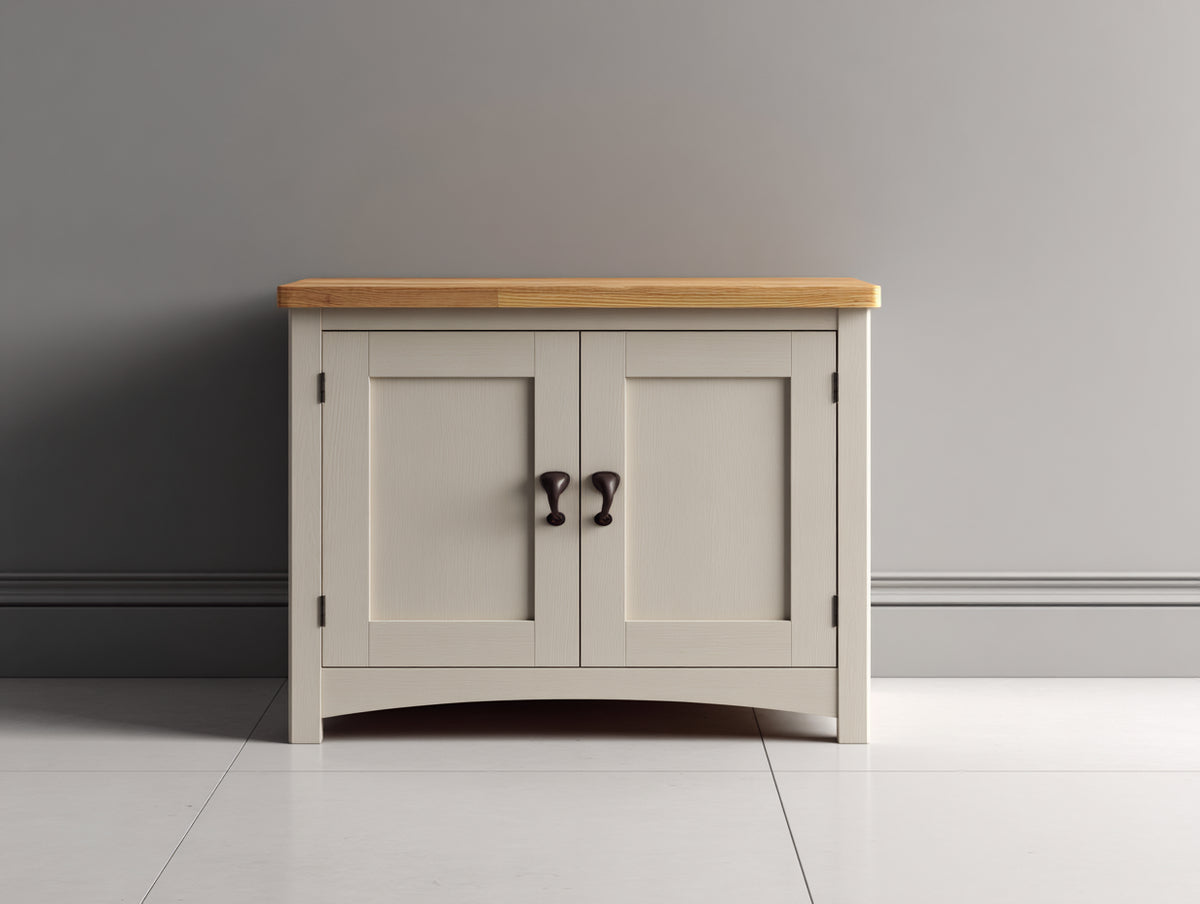 Buffet - Bois - 96 x 40 x 80 cm - Ivoire-Bois naturel - Style campagne
