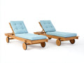 Bain de soleil - Bois-Tissu - 197x69x89 cm - Bleu clair-Bois naturel - Style contemporain