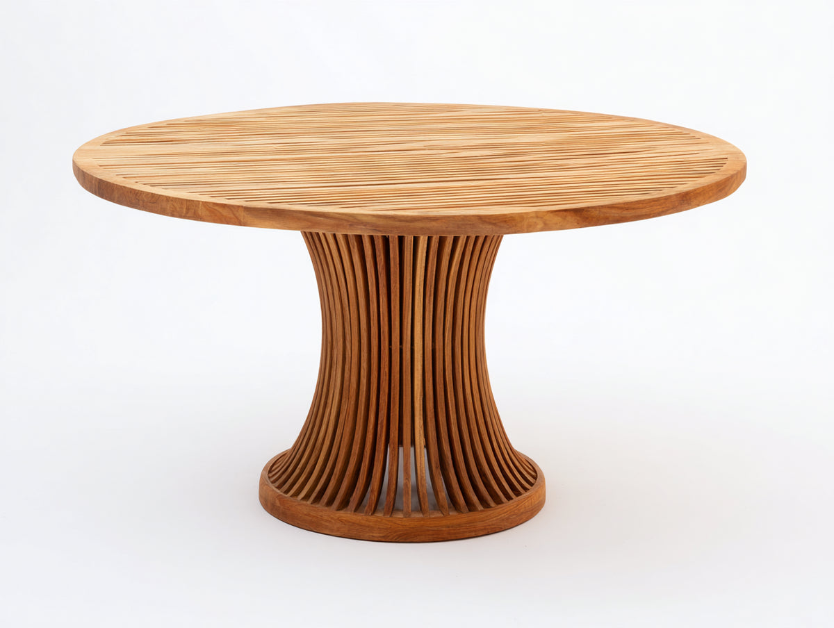 Table de jardin - Bois - 118x118x75 cm - Brun naturel - Style contemporain sculptural