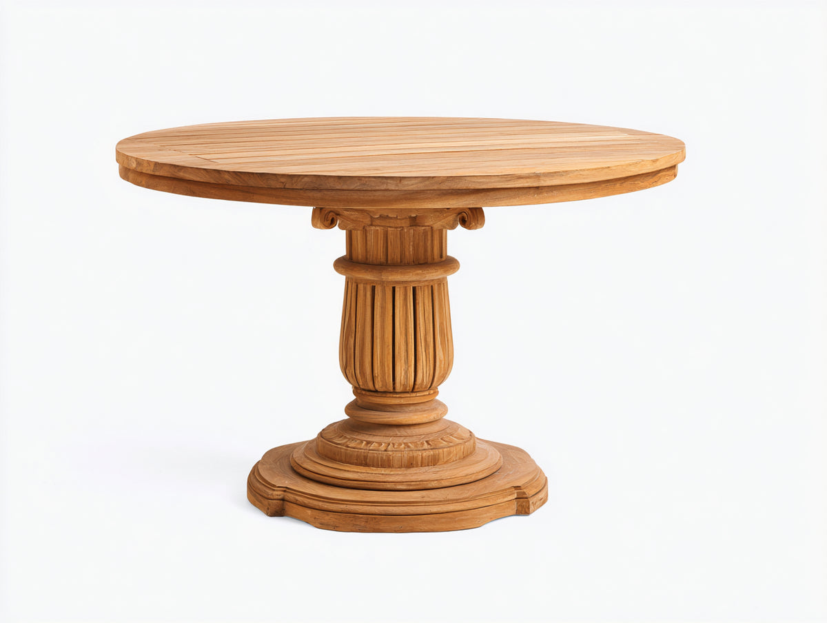 Table de jardin - Bois - 106x106x74 cm - Bois naturel doré - Style classique ornemental