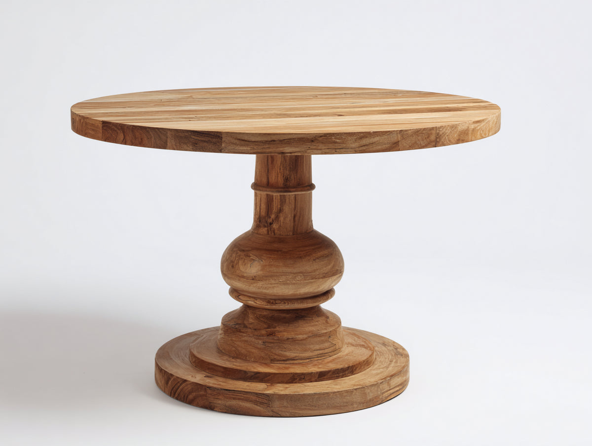 Table de jardin - Bois - 110x110x75 cm - Bois naturel - Style classique sculpté