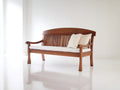 Banc de jardin - Bois-Tissu - 132x61x91 cm - Brun chaud-Crème - Style traditionnel