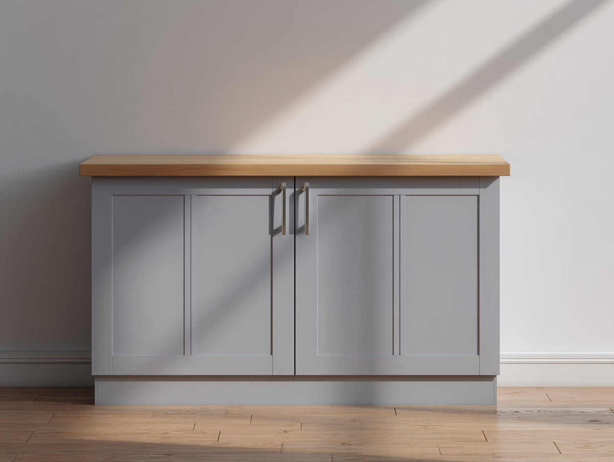 Buffet - Bois d'ingénierie - 136 x 43 x 84 cm - Gris moyen-Bois naturel - Style moderne
