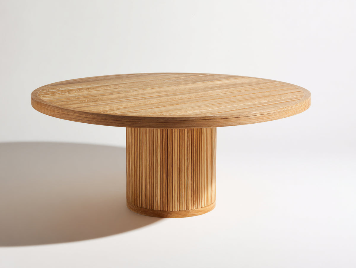 Table de jardin - Bois - 112x112x74 cm - Bois naturel clair - Style moderne épuré