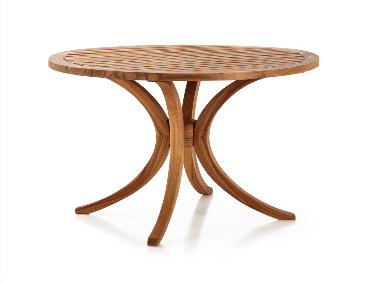 Table de jardin - Bois - 108x108x74 cm - Bois naturel doré - Style moderne courbé