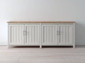 Buffet - Bois - 170 x 40 x 78 cm - Blanc cassé-Bois naturel - Style contemporain