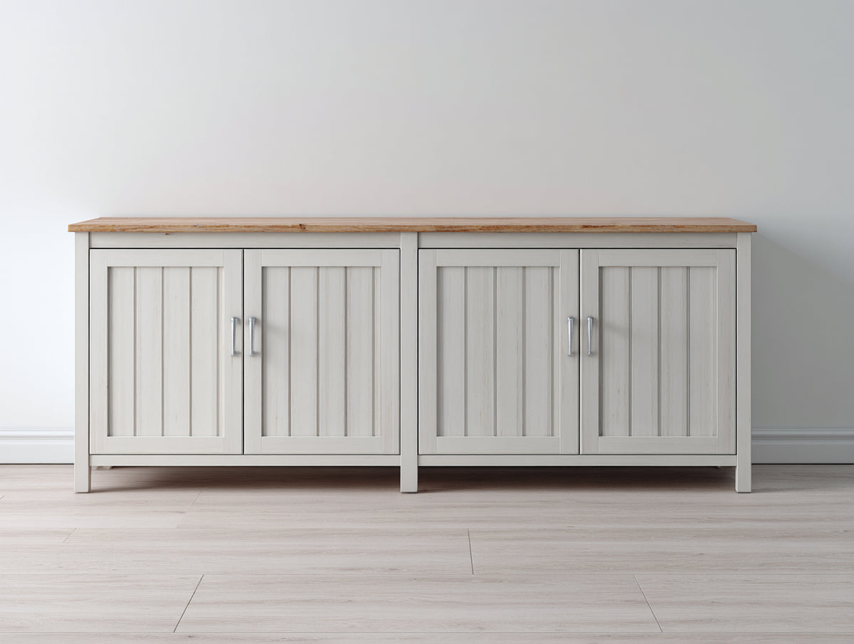 Buffet - Bois - 170 x 40 x 78 cm - Blanc cassé-Bois naturel - Style contemporain