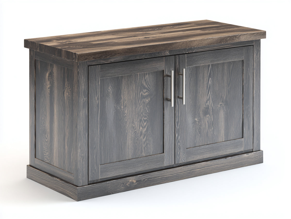 Buffet - Bois - 112 x 43 x 76 cm - Gris anthracite-Brun foncé - Style rustique contemporain