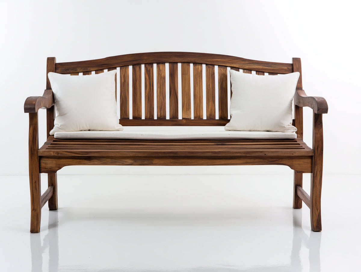 Banc de jardin - Bois-Tissu - 130x59x87 cm - Brun foncé-Crème - Style traditionnel