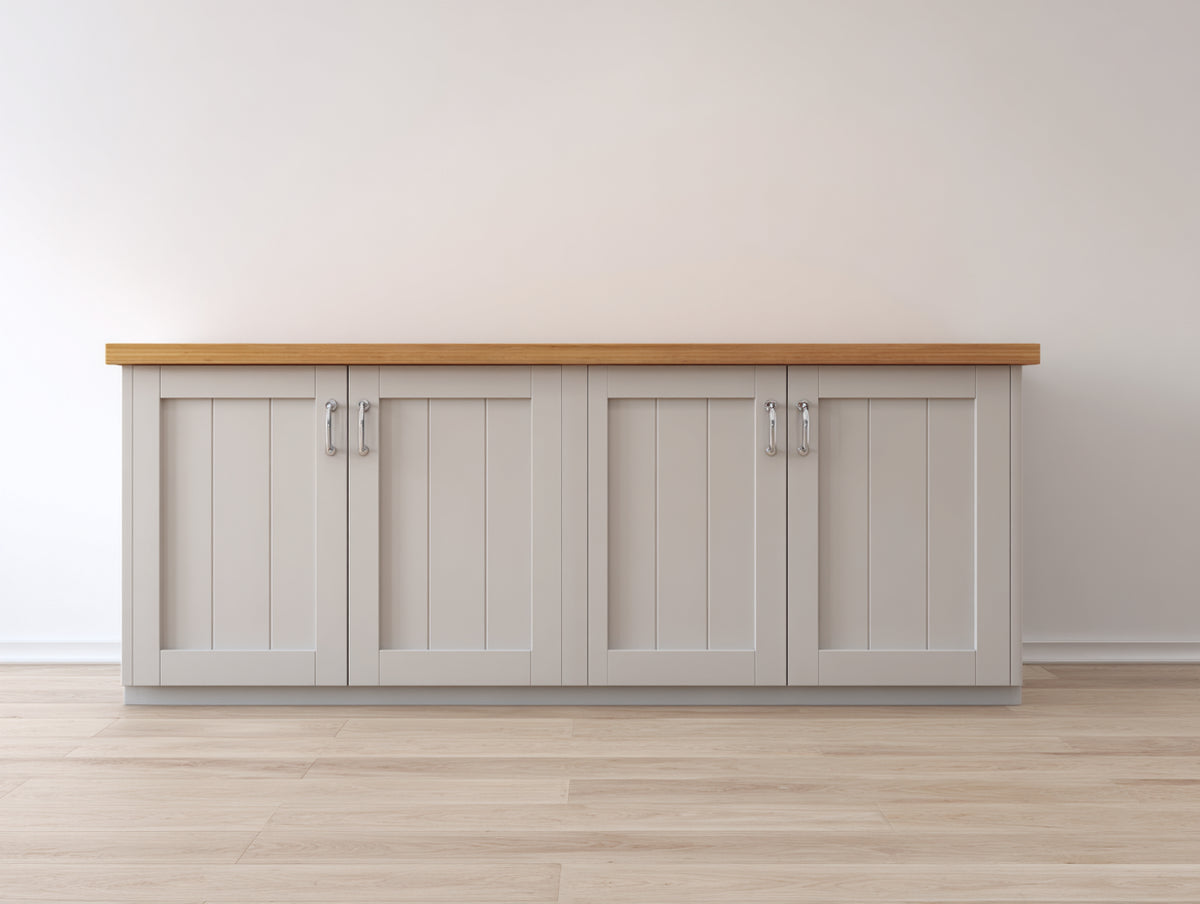 Buffet - Bois d'ingénierie - 182 x 42 x 79 cm - Grège-Bois naturel - Style contemporain